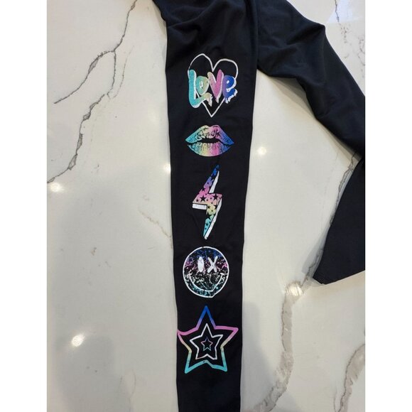 Pixie Lane NWT Emoji Leggings in Black Size 11/12 - Picture 2 of 3